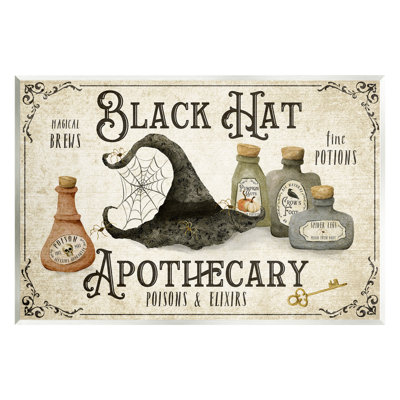 Vintage Black Hat Apothecary Wall Plaque Art by Deane Beesley