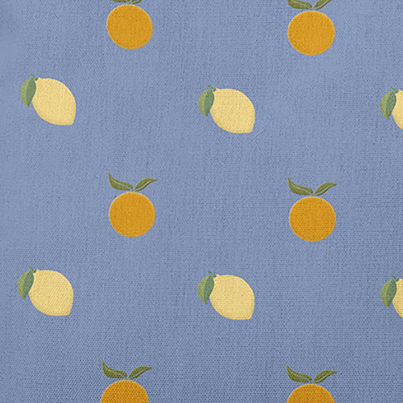 Coussin Oranges and Lemons, H 26 po x l 26 po, Bleu acier / jaune clair / orange