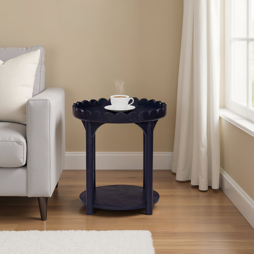 Madeline 20" Mango End Table, Navy Blue