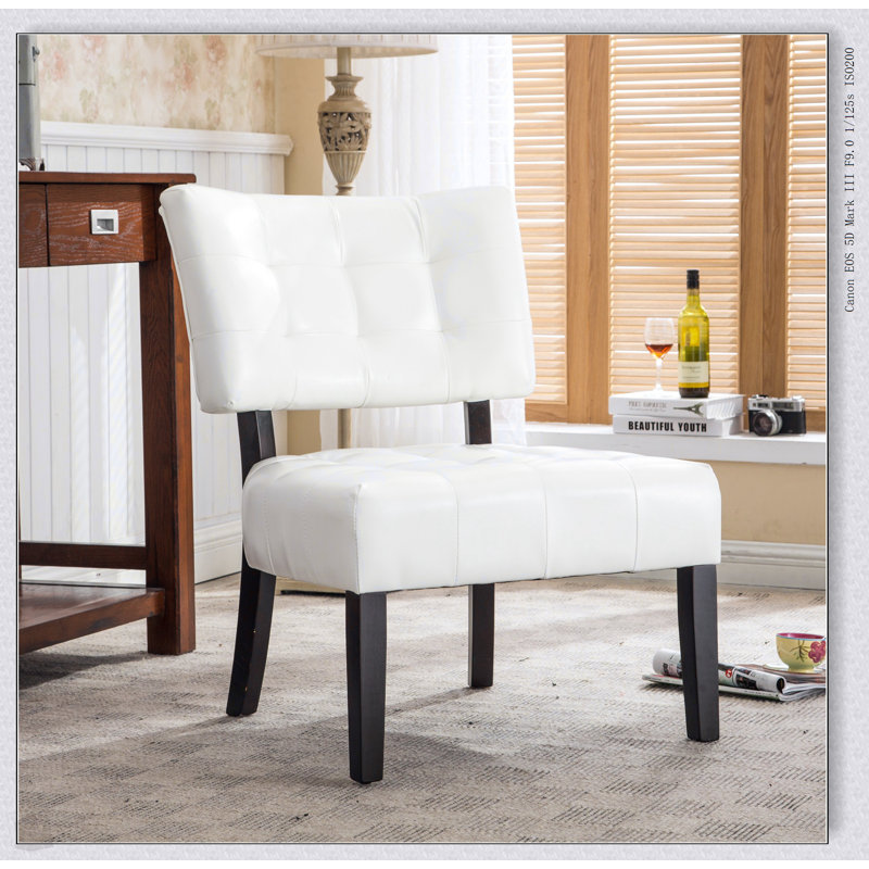 Fauteuil d'appoint capitonné en cuir mélangé avec sièges surdimensionnés, ivoire, parfait pour un confort luxueux et un design élégant