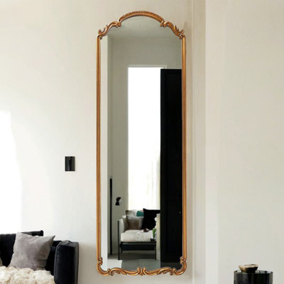 Miroir pleine grandeur de style français à arche rétro qui peut être accroché ou placé au mur