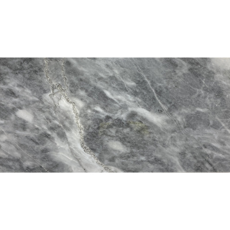 Dark Gray Marble Polished 12×24 Field Tile, Gray/Silver