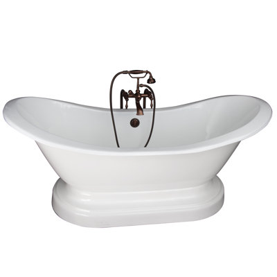 72 " L x 30 " W Freestanding and Mounting / Installation Required Soaking Cast Iron Bathtub with Faucet