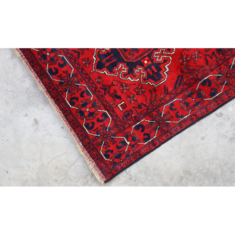 Afghan Wool Oriental Area Rug in Red