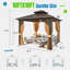 Pavillon de jardin en aluminium 10 x 10 pi avec toit double en acier galvanisé, toit rigide avec rideau et moustiquaire pour terrasse et spa
