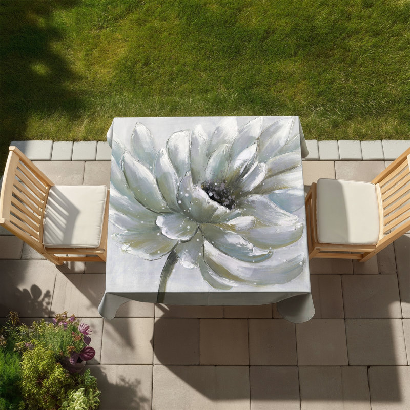 White Chrysanthemum Tablecloth | Indoor/Outdoor Home Decor