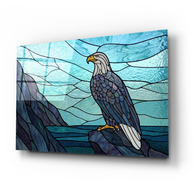 Art mural en verre épique «Stain Glass Eagle» par Rich Monet, 24 po x 16 po
