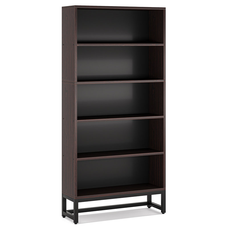 Organisateur de bibliothèque 70,87 "à 5 niveaux en bois de santal pour salon, bureau, chambre à coucher, Brun