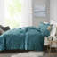 Collection d'édredon en velours bleu sarcelle double / grand - bourre, coussin décoratif, motif, lavable à la machine, 2 taies décoratives, 1 losange