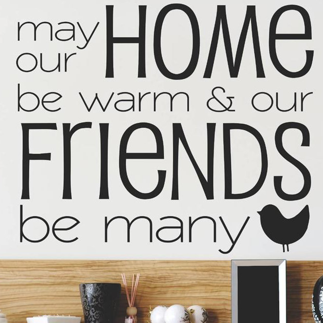 Adhésif décoratif « may be be home & nos amis be many », Noir, H 22 po x l 30 po x P 0,16 po