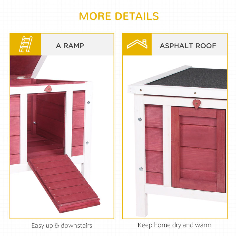 Zaina Weather Resistant Small Animal Hutch, Red
