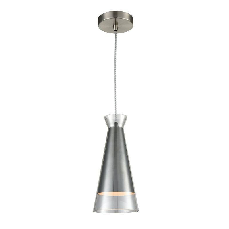 Amaia 1 - Light Cone Pendant, Satin Nickel/Smoked