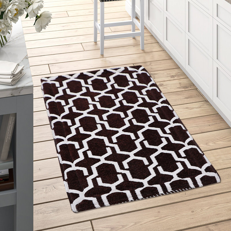 Geometric Polyester Anti-Fatigue Kitchen Mat