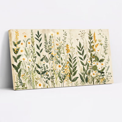 «Botanical Wildflowers And Herbs», reproduction d'art sur toile tendue sur toile, ensemble de 1