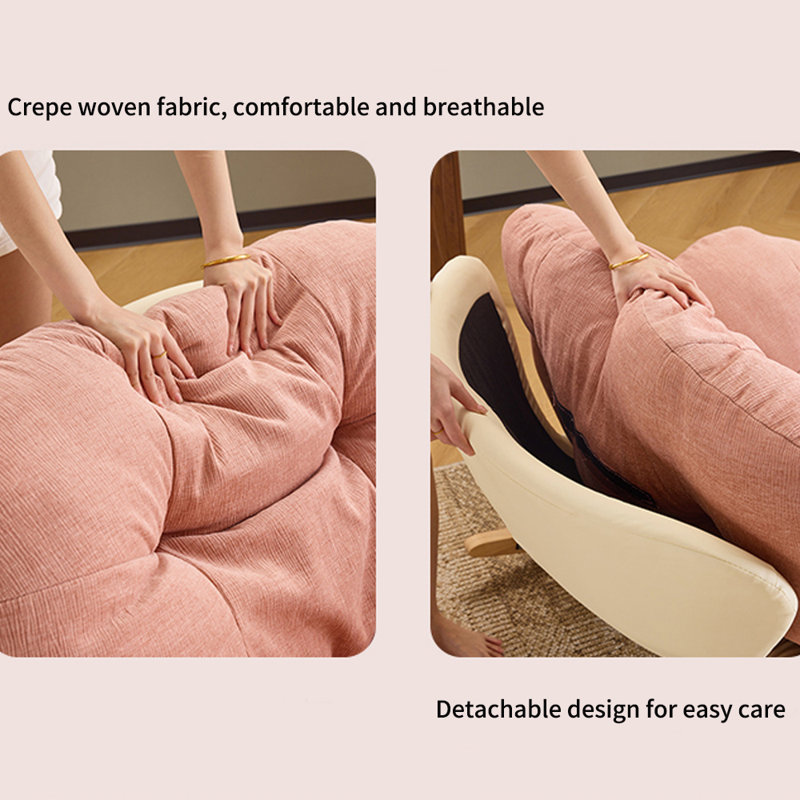 Chaise berçante ergonomique en métal capitonné, Beige / Rose