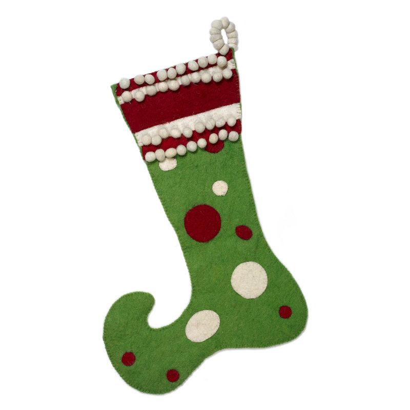 Handmade Jester Christmas Stocking, Green Jester/Red