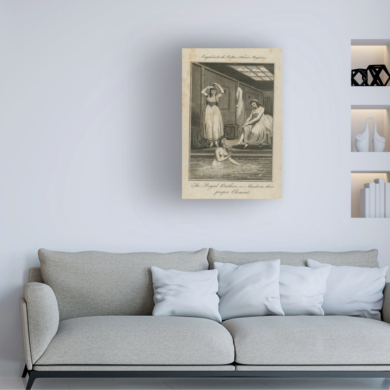 Art anglais sur toile, "The English Bathers", H 19 po x l 12 po