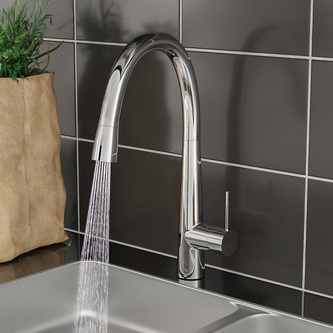 Neptune Modern Single Lever Swivel Spout Kitchen Sink Mono Curved Mixer Tap