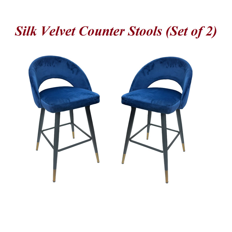 Tabouret de comptoir 26 po Ludwin, Bleu