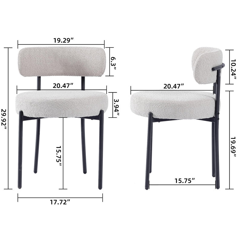 Aulene Upholstered Modern Dining Chair, Grey, Set Of 2