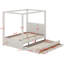 Lit plateforme à baldaquin double avec couchette et trois tiroirs de rangement Bunsley-183202275