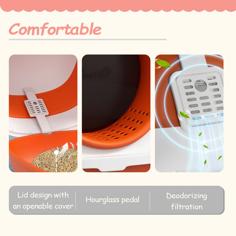 Bac à litière pour chat avec couvercle, bac à litière couvert avec côtés hauts, bac à litière d'entrée bidirectionnel, pliable, facile à nettoyer