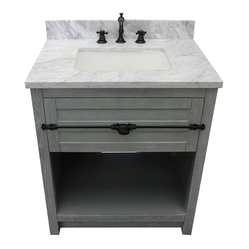 Zimmer 31'' Single Bathroom Vanity with Top, Sage Gray, White Carrara