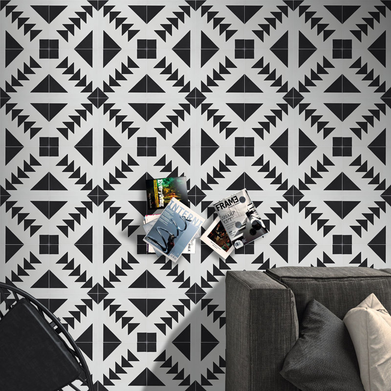 Tadla 8 in. x 8 in. Honed Tile, Black/White