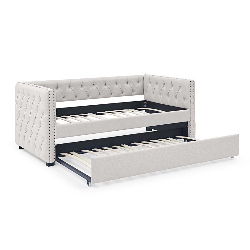 Lit de jour avec couchette Dzesika, Beige