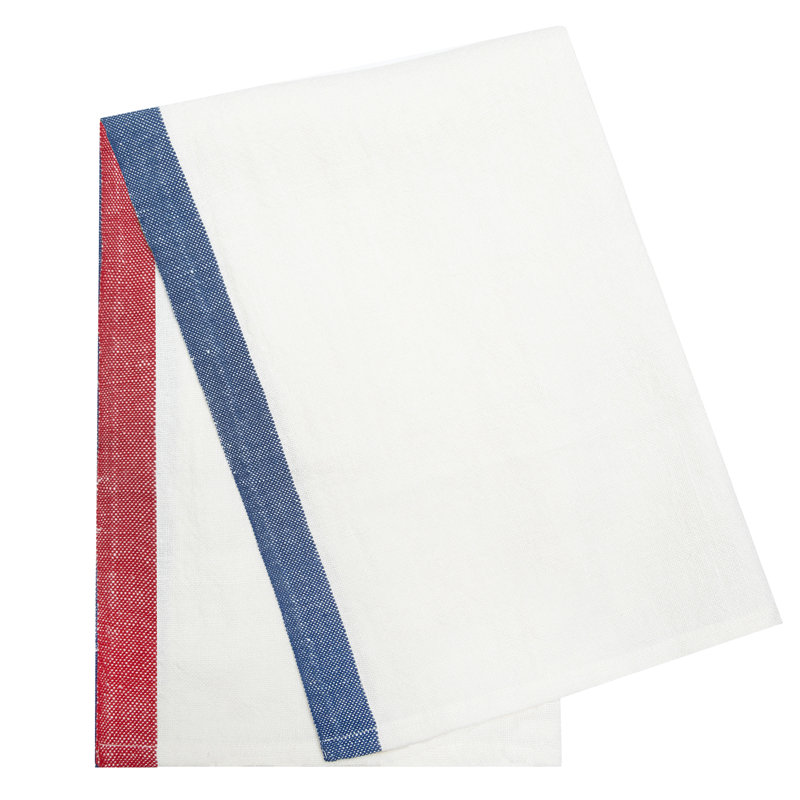 Striped Waffle Tea Towel, Blue/Red