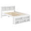 Base de lit plateforme de rangement, tête de lit bibliothèque intégrée, tablettes et tiroirs-128935581