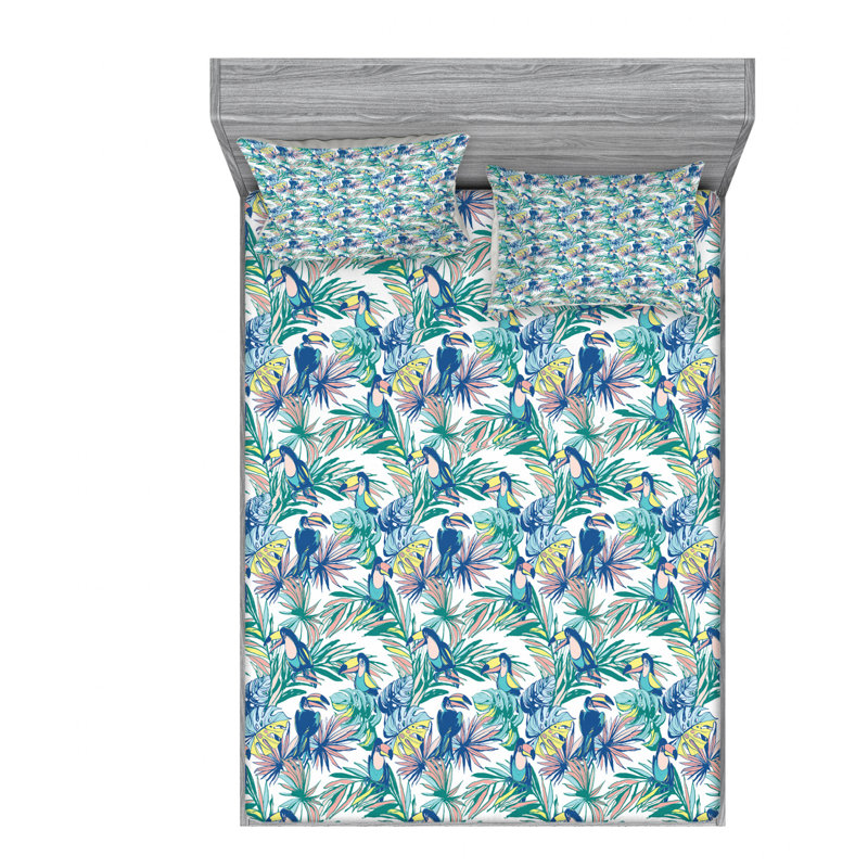 Tropical Microfiber Sheet Set, Full Sheet Set with Fitted Sheet