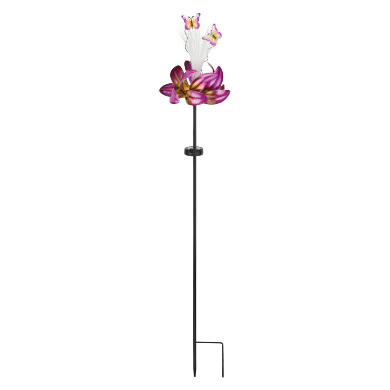 Purple Butterfly Solar Garden Spinner Stake