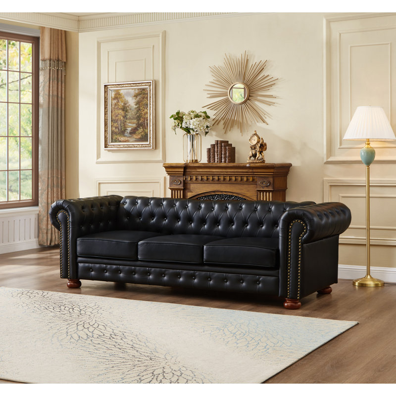 Canapé 88,5 po Chesterfield, Noir