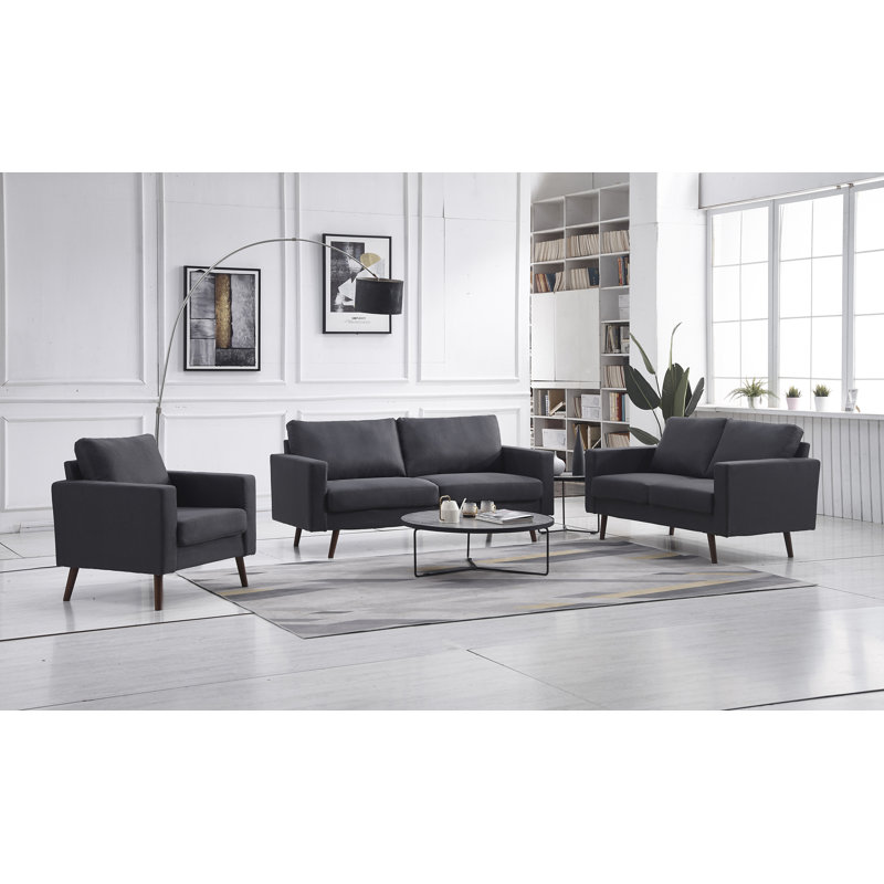 Ensemble de salon 3 pièces Jaimelynn, Polyester gris foncé