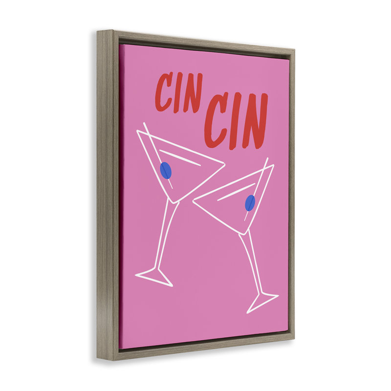  Art mural encadré Cin Cin Martinis par House of Lulu, Cadre flottant orme Montalcino, H 31 po x l 25 po
