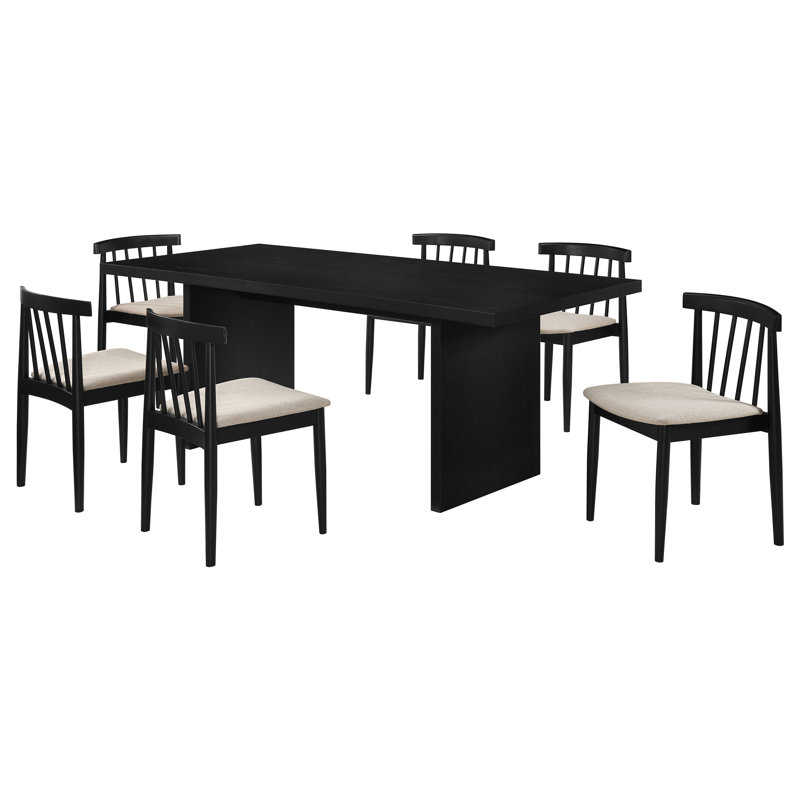 Ensemble de salle à manger rectangulaire 7 pièces Vinga, Beige/Black, Black
