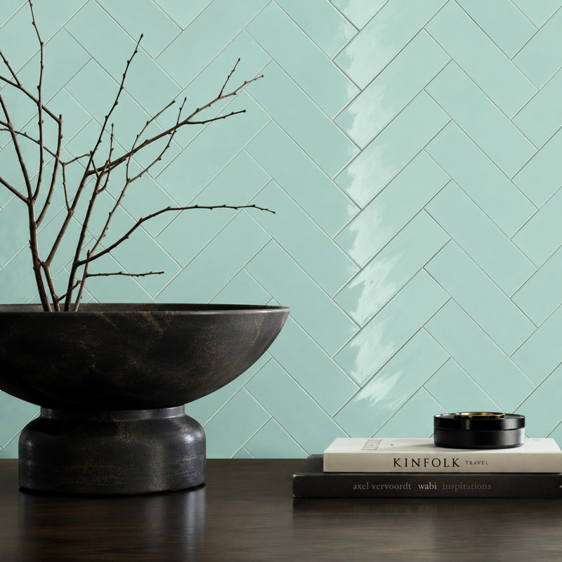 Curvaceous 3" x 12" Ceramic Wall Tile, Turquoise