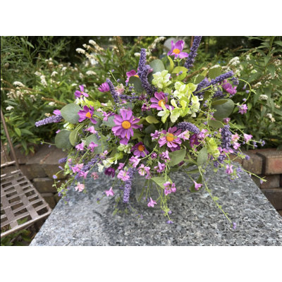 Lot de 6 bouquets de fleurs sauvages artificielles, tiges de tournesol, lavande et eucalyptus de 58 cm, fleurs artificielles rustiques pour la décoration de table, vase non inclus