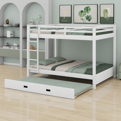 Wood Bunk Bed With Ladder And Trundle