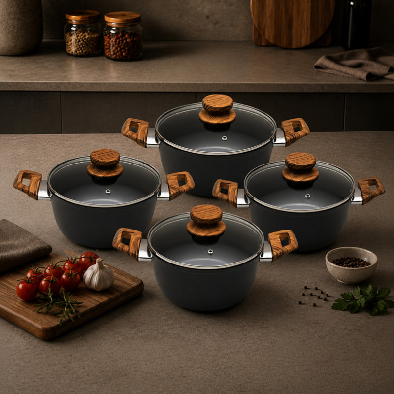 8 - Piece Cookware Set, Black