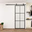 Porte de grange coulissante en métal et aluminium noir 84 po avec quincaillerie-85988863-91464670