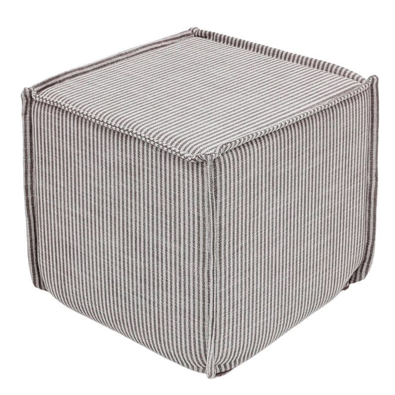 Hampton Square Pouf Ottoman - Desert Palm Brown Stripe, Desert Palm Brown Stripe