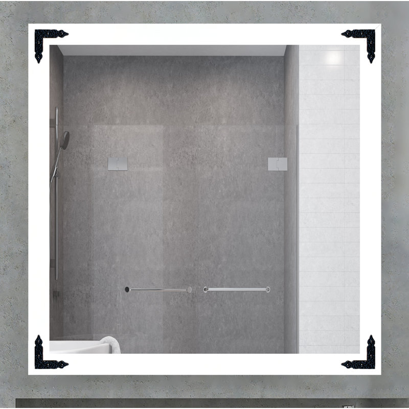 Heavner Flat Wall Mirror, 39" H x 39" W, White