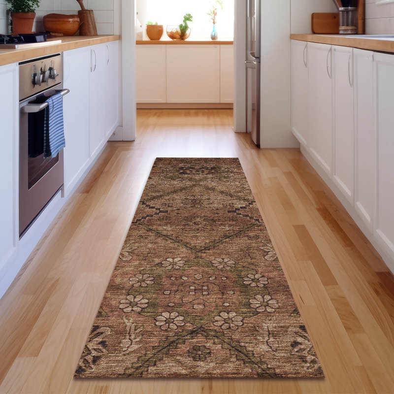 Premium Machine Washable Prisco Paprika Rug, Runner 2'3" x 7'6"