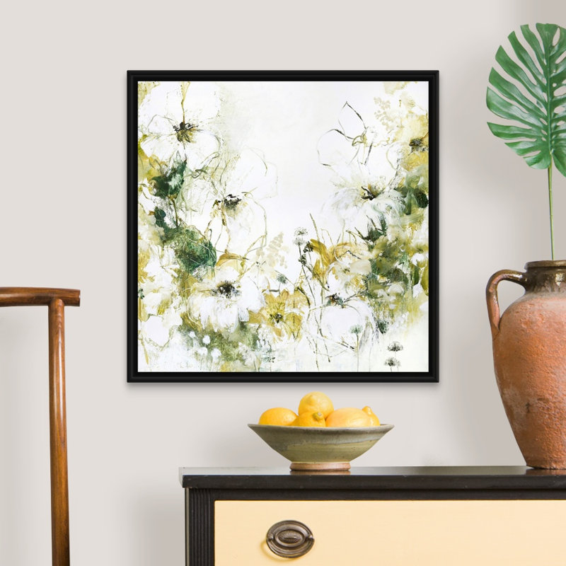 Flower Blush 3 - reproduction d'art, Toile avec cadre noir, H 26 po x l 26 po x P 1,75 po