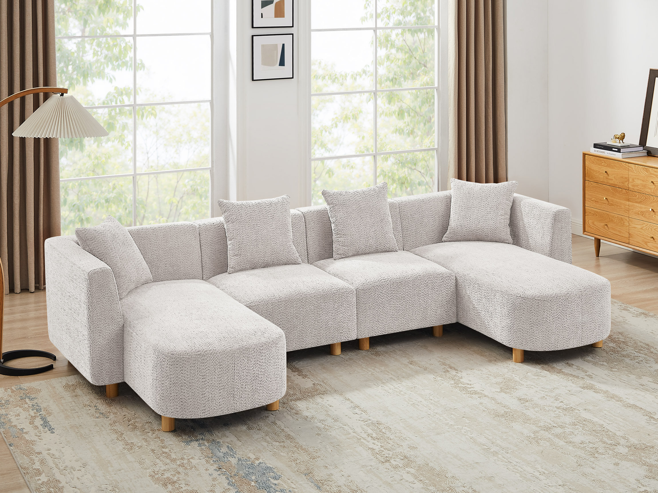 113’’ U-Shape Upholstered Sectional Sofa Couch For Modern Living