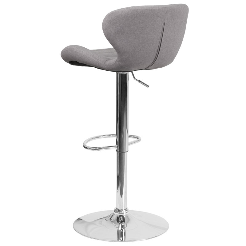 Arkport Swivel Upholstered Adjustable Height Counter Stool with Metal Frame, Light Grey