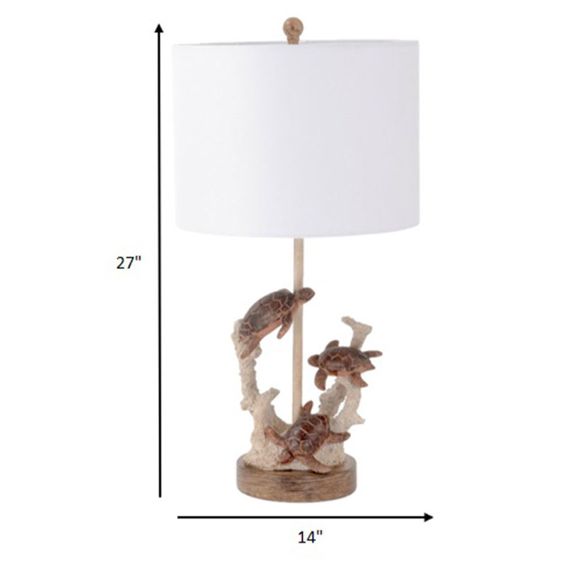 Set Of 2 Brown Turtle Reef Table Lamps