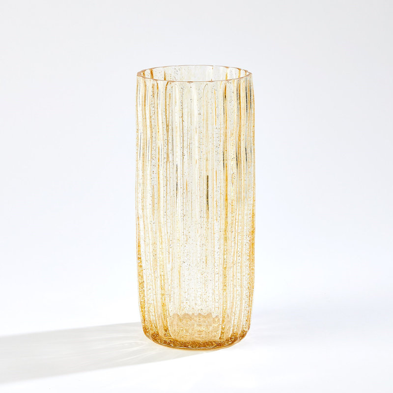 Vase en verre plissé - Flocon doré